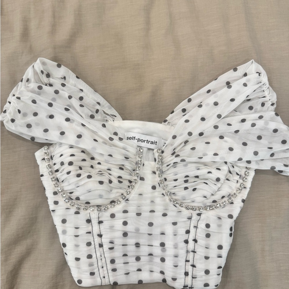 Self-Portrait White Polka Dot Top